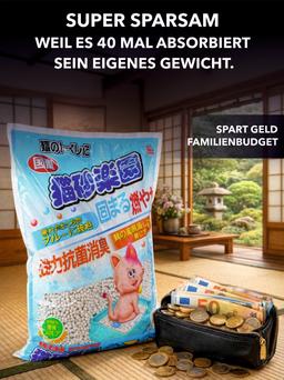 Zellulose-Polymer-Katzenstreu mit blauem Indikator, hypoallergen, antibakteriell, klumpt und spült in die Toilette. 7L / spülbarer Füllstoff 3