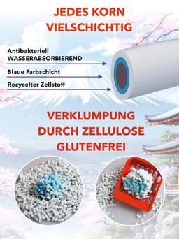 Zellulose-Polymer-Katzenstreu mit blauem Indikator, hypoallergen, antibakteriell, klumpt und spült in die Toilette. 7L / spülbarer Füllstoff 4