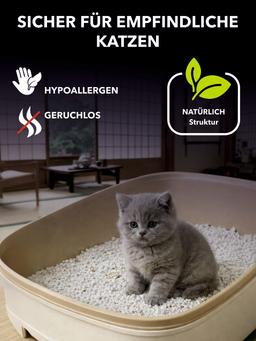 Zellulose-Polymer-Katzenstreu mit blauem Indikator, hypoallergen, antibakteriell, klumpt und spült in die Toilette. 7L / spülbarer Füllstoff 9