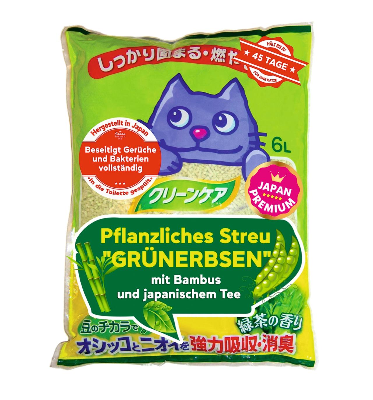 Grüne Erbsen Bambusextrakt Japanischer Tee. Pelletierte Katzenstreu, klumpt und spült in die Toilette. 6 L