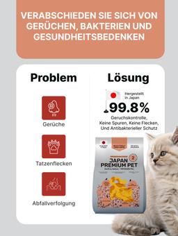 Pelletierte Katzenstreu aus Tofu und Pfirsich, klumpt und spült in die Toilette. 7 L 2