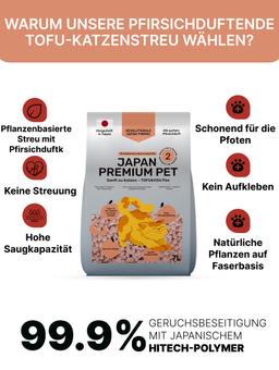 Pelletierte Katzenstreu aus Tofu und Pfirsich, klumpt und spült in die Toilette. 7 L 4