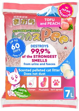 Arena para gatos de tofu con melocotón natural, 7 l 1