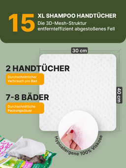 Shampoo-Tücher zum schnellen Baden ohne Wasser mit Kollagen und Plazenta für Katzen, 25 St. 7