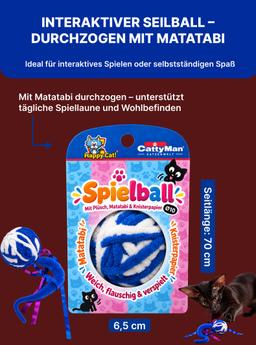 Wollknäuel mit raschelndem Schwanz und einem Knäuel im Inneren. Mit Matatabi. Blau 2