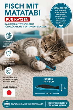 Katzenspielzeug Plastikfisch mit Matatabi, blau 4