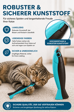 Katzenspielzeug Plastikfisch mit Matatabi, blau 6