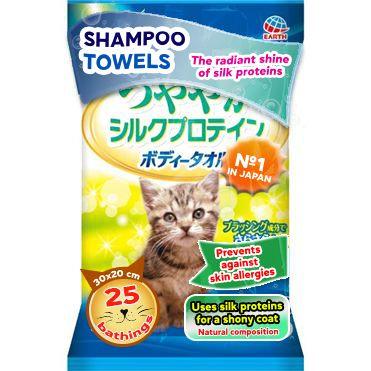 Shampoo-Tücher zum schnellen Baden ohne Wasser mit der Hautallergie-Präventionsfunktion und trockener Dermatitis vorzubeugen. Für Katzen. 25 St.
