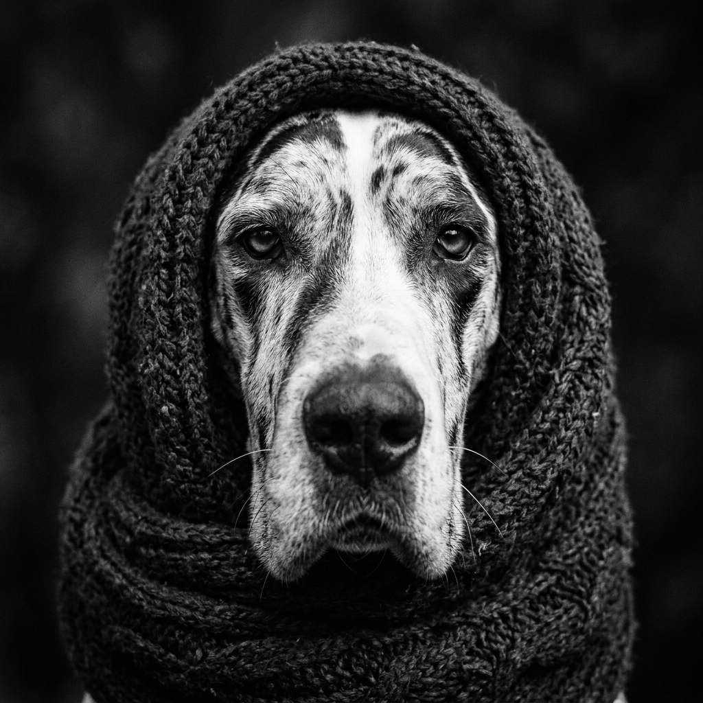 Hundeportrait mit Tuch