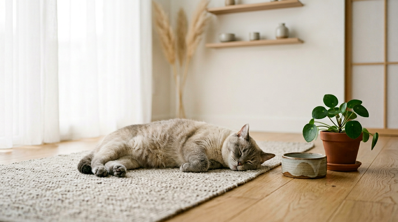 Katze in ruhigem Wohnraum