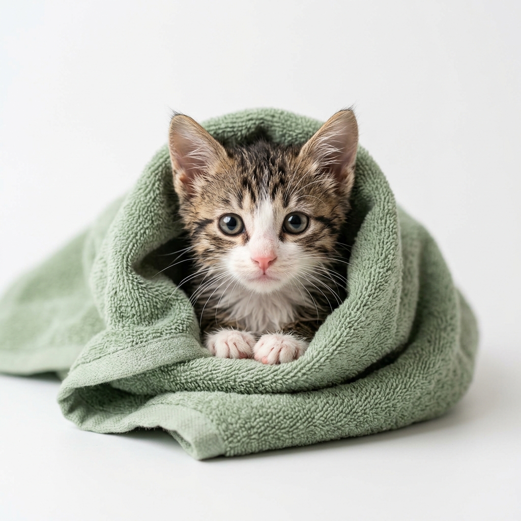 Cat in a towel