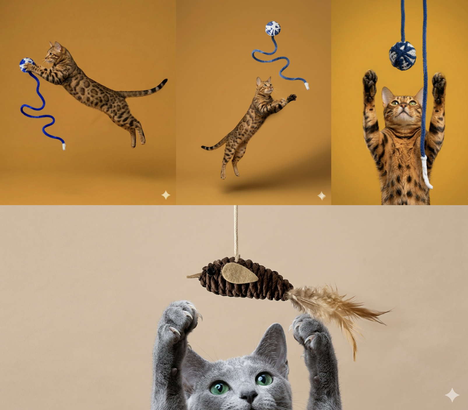 Cuadrícula de efectos de juguetes para gato