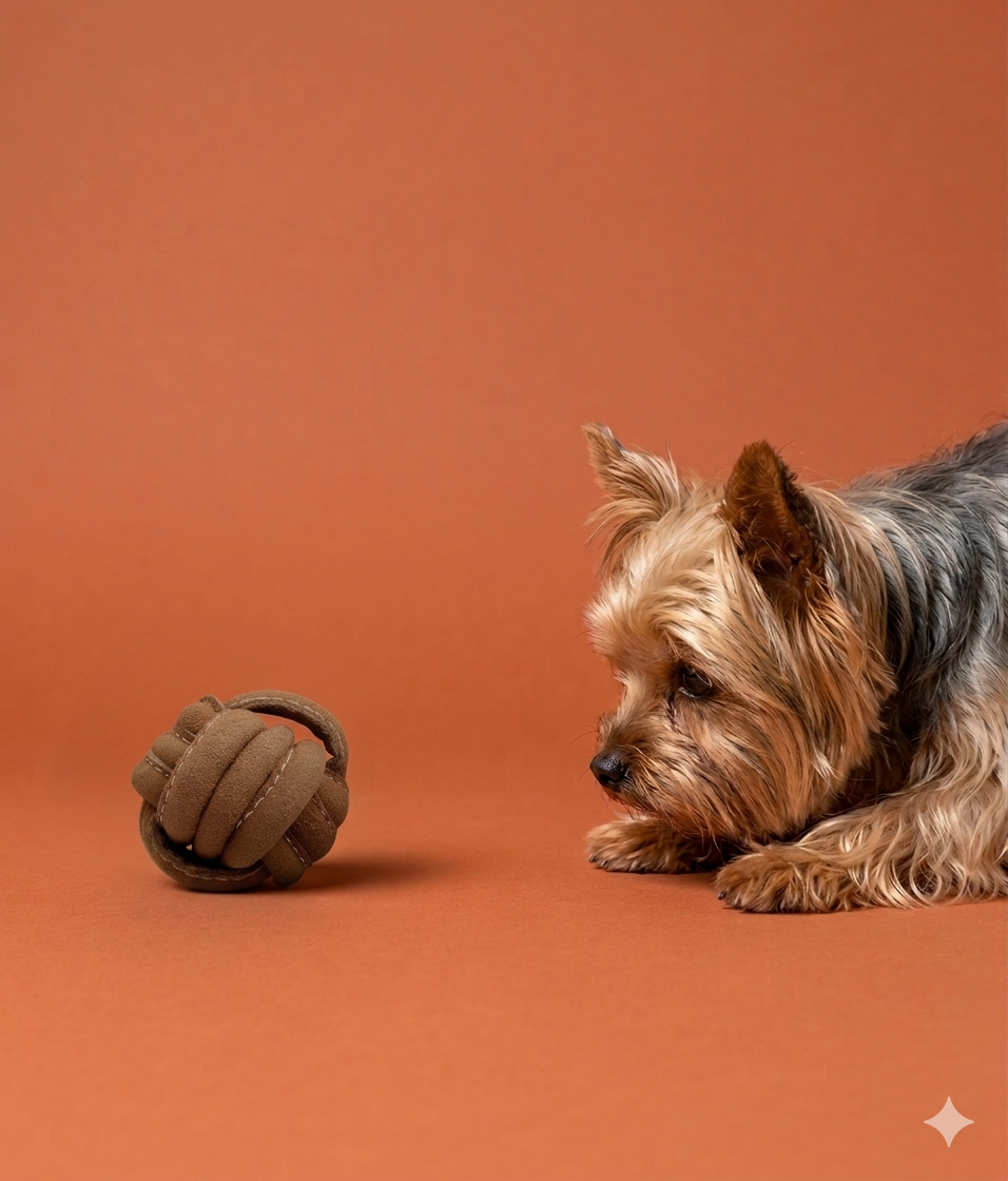 Yorkshire terrier with toy