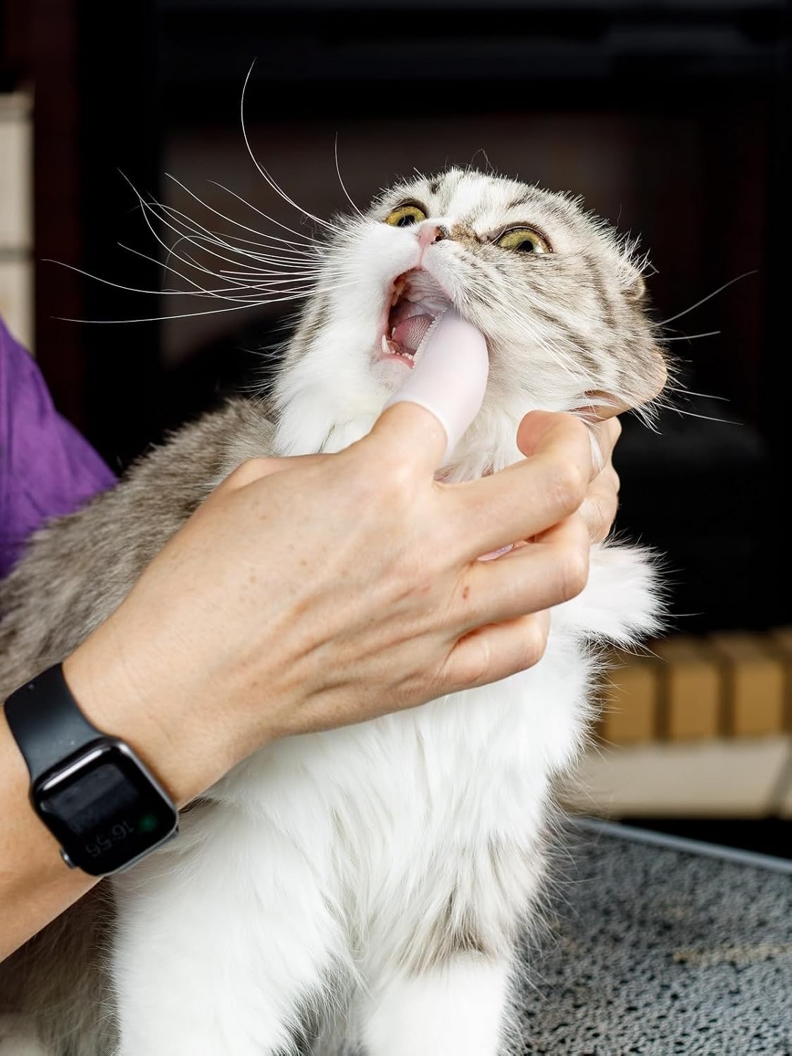 Soft silicone brush stocking-shaped for dogs and cats
