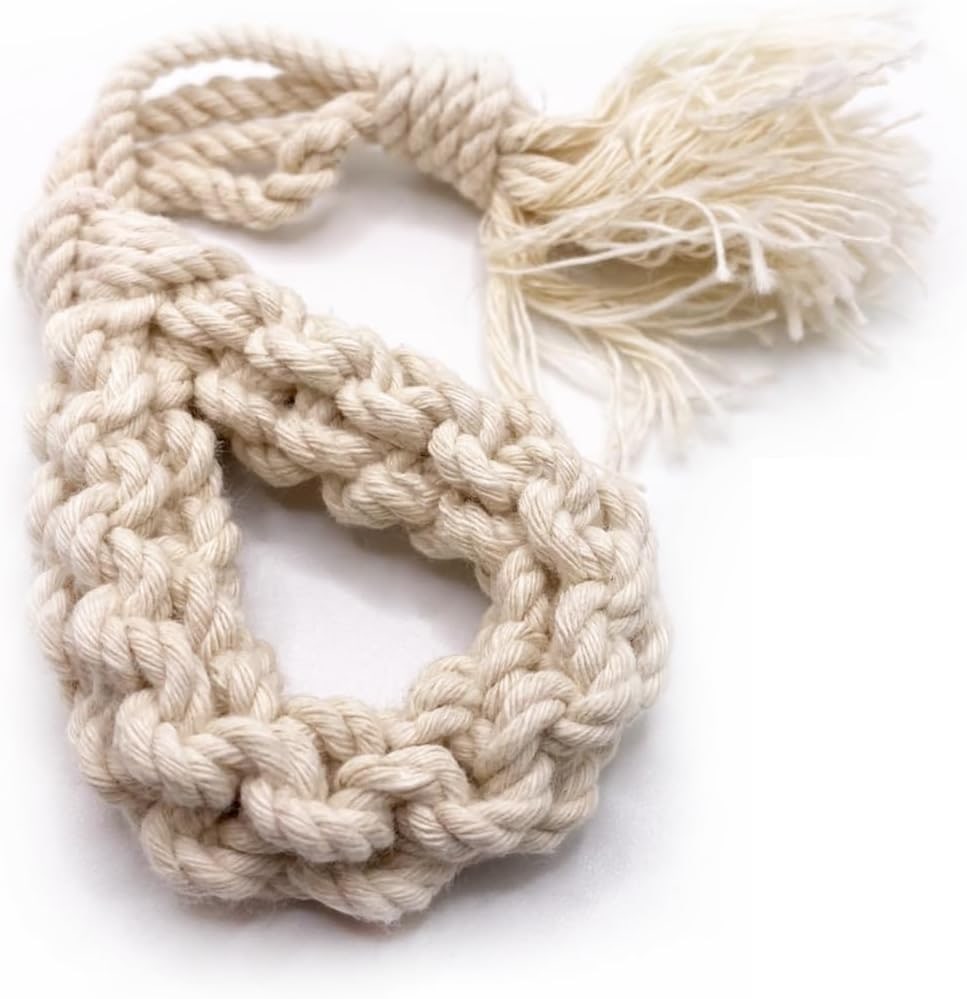 Two-Row Loop-Shaped Rope for Deep Brushing Made of Natural Dye-Free Cotton Mini
