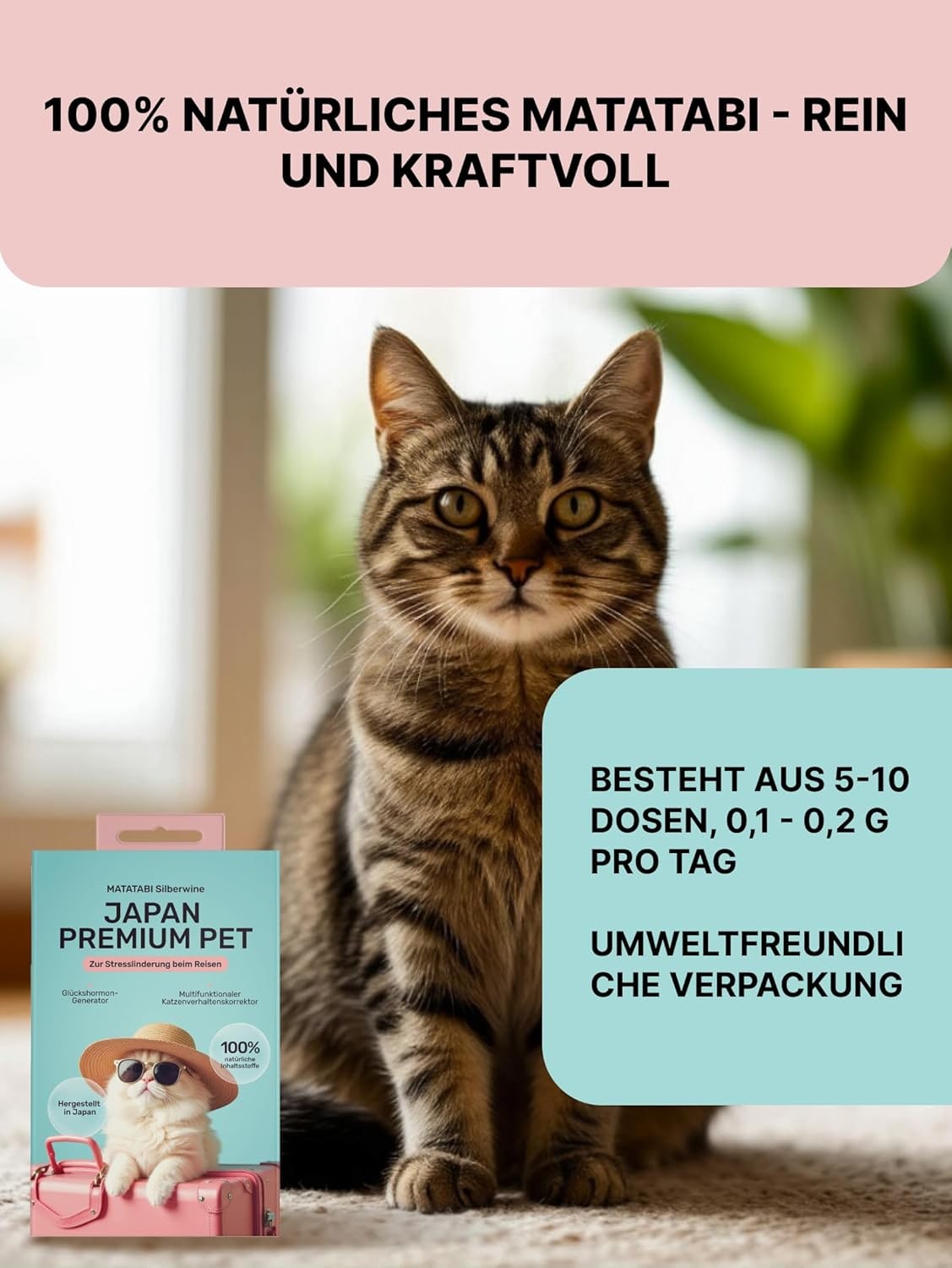 Relaxants & Anxiety Relief for Cats | Matatabi Powder a Natural Cat Stress Relief for Travel or Changing Environment I A Powerful Alternative to Catnip or Valerian Root I 100% Pure Silvervine