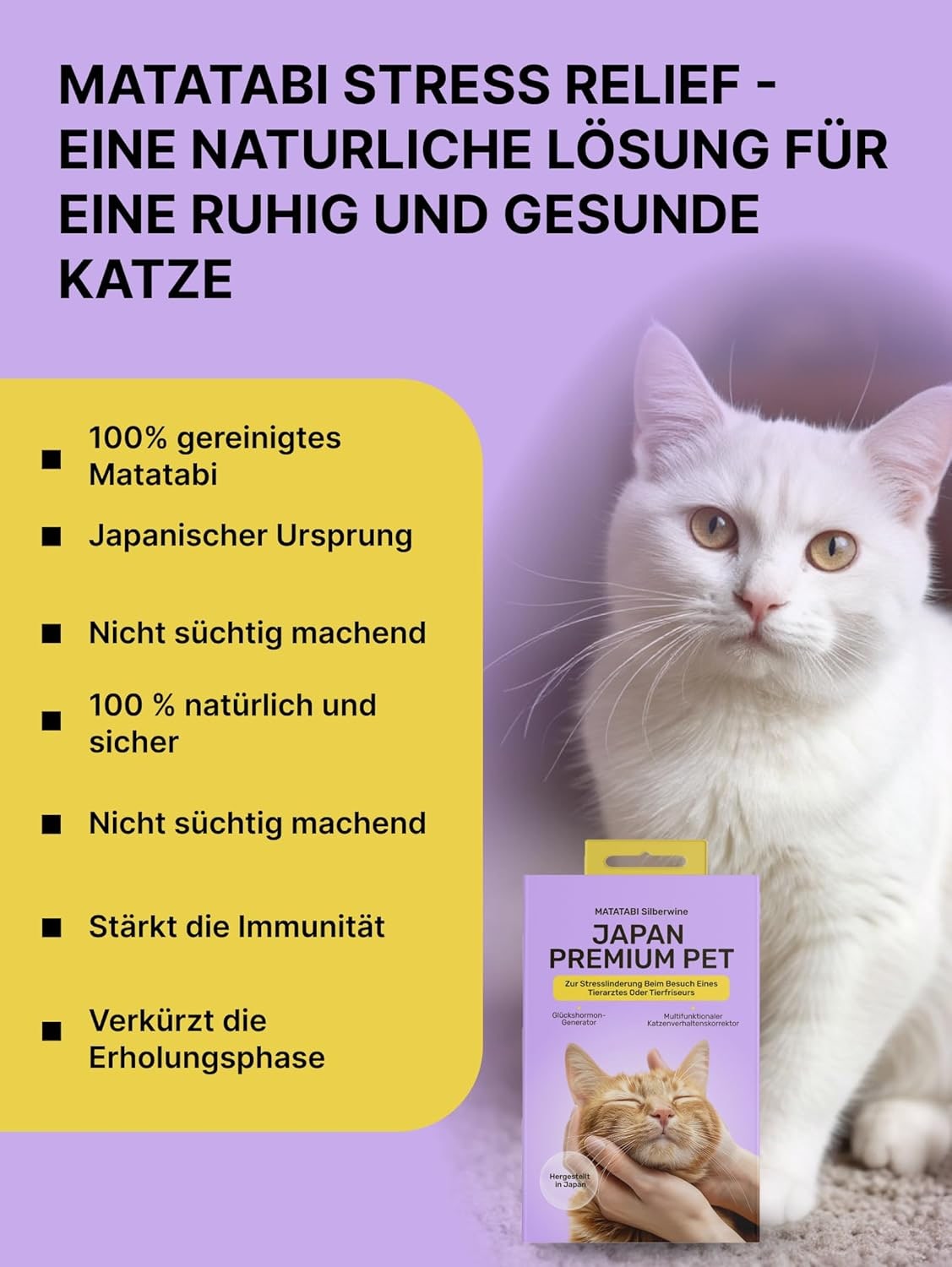 Relaxants & Anxiety Relief for Cats | Matatabi Powder a Natural Cat Stress Relief During Doctor or Hairdresser Visits I Immune System Booster & Alternative to Catnip I 100% Pure Silvervine