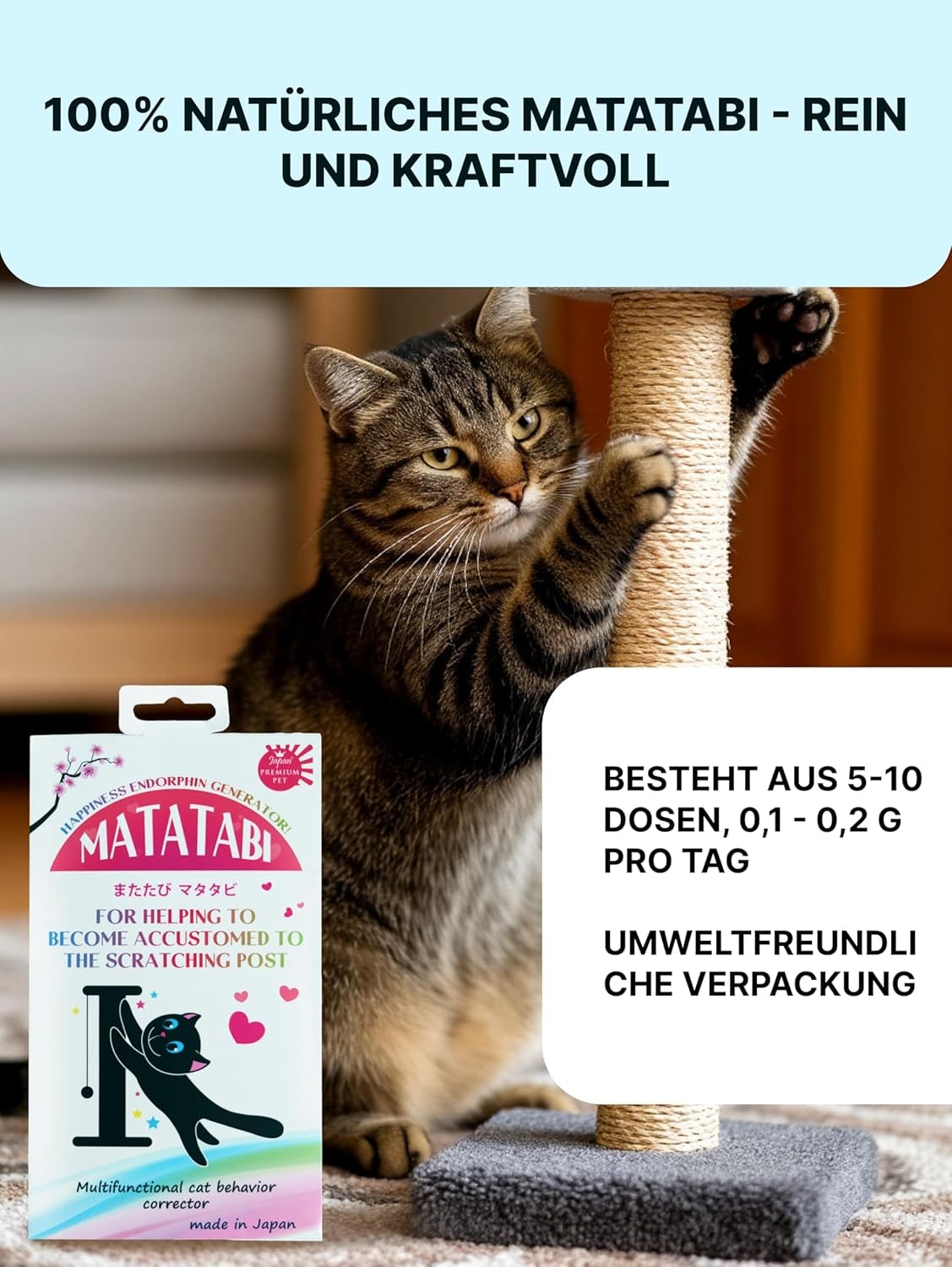 Relaxants & Anxiety Relief for Cats | Matatabi Powder a Natural Training Aid for Scratching Post Training & Play Stimulation I A Powerful Alternative to Catnip or Valerian Root I 100% Pure Silvervine