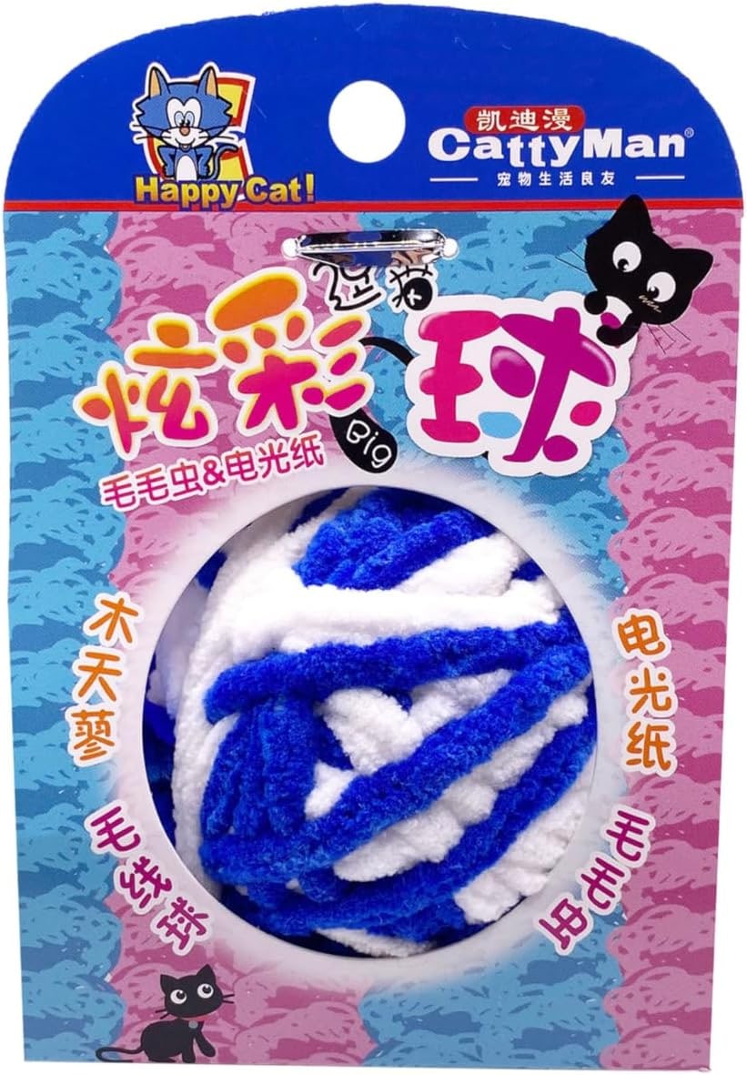 Cat Toy for All Breeds Cat Teaser Ball with Rustling Tail and Ball Inside with Matatabi Blue