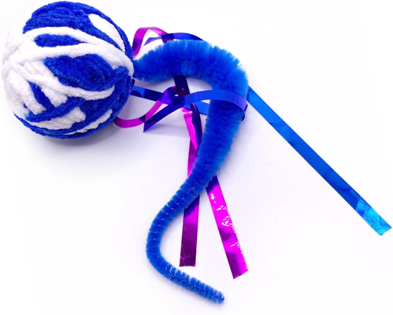 Cat Toy for All Breeds Cat Teaser Ball with Rustling Tail and Ball Inside with Matatabi Blue