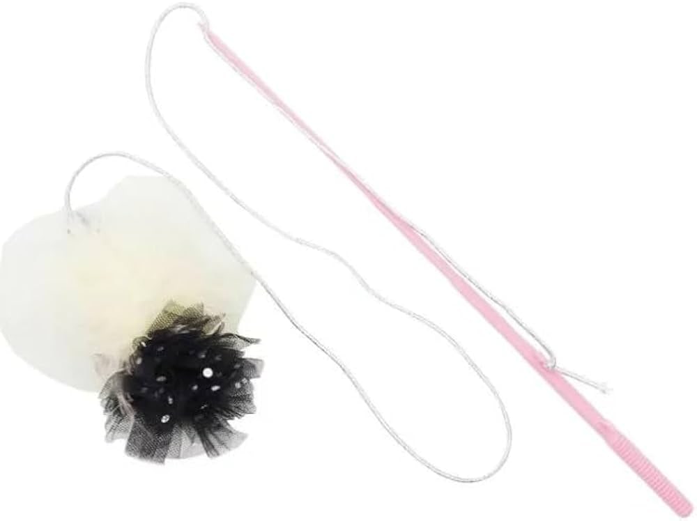 Cat Toy of All Breeds Teaser "Green Ballerina in Rock" with Natural Feathers and Bell for Cats