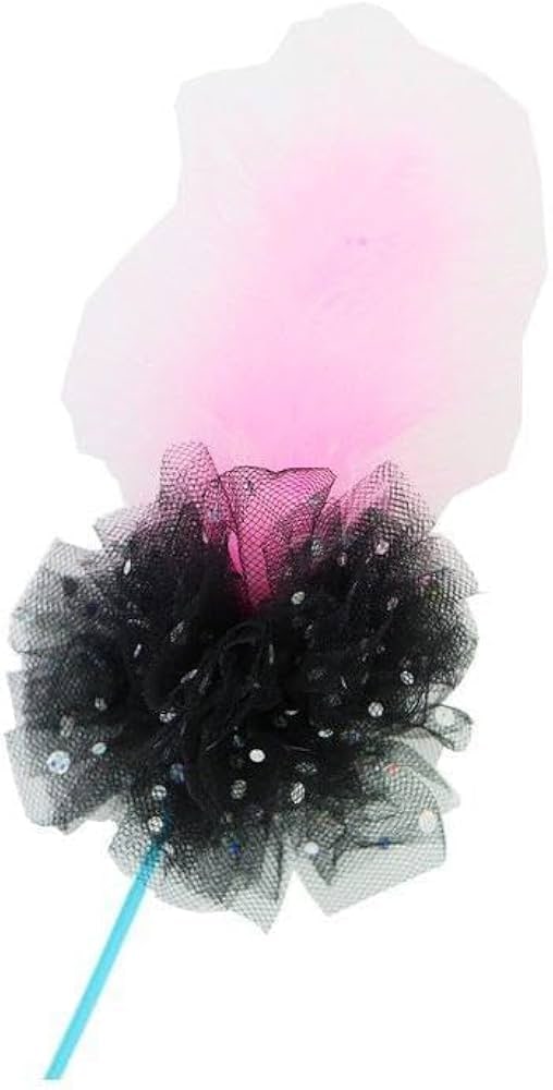 Jouet pour Chat de Toutes Races Teaser Ballerine Rose en Jupe avec Plumes Naturelles et Cloche pour Chats