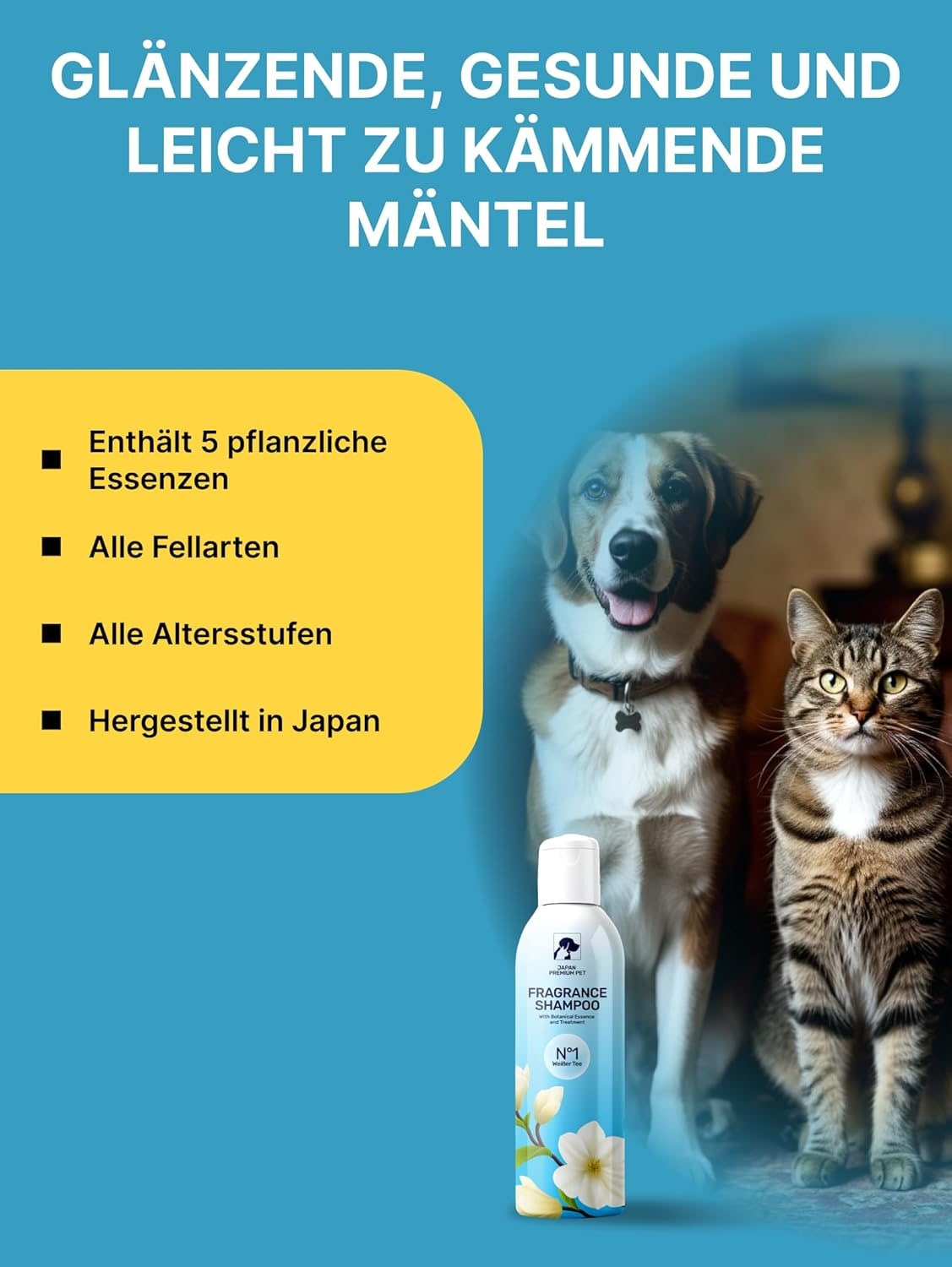 Aromatic Cat & Dog Shampoo with Floral-Fruity Aroma | Dog & Cat Shampoo with Reduced Acidity of pH 5.5 | Suitable for Puppies and Kittens as well | For Shiny Long-Hair | 250 ml