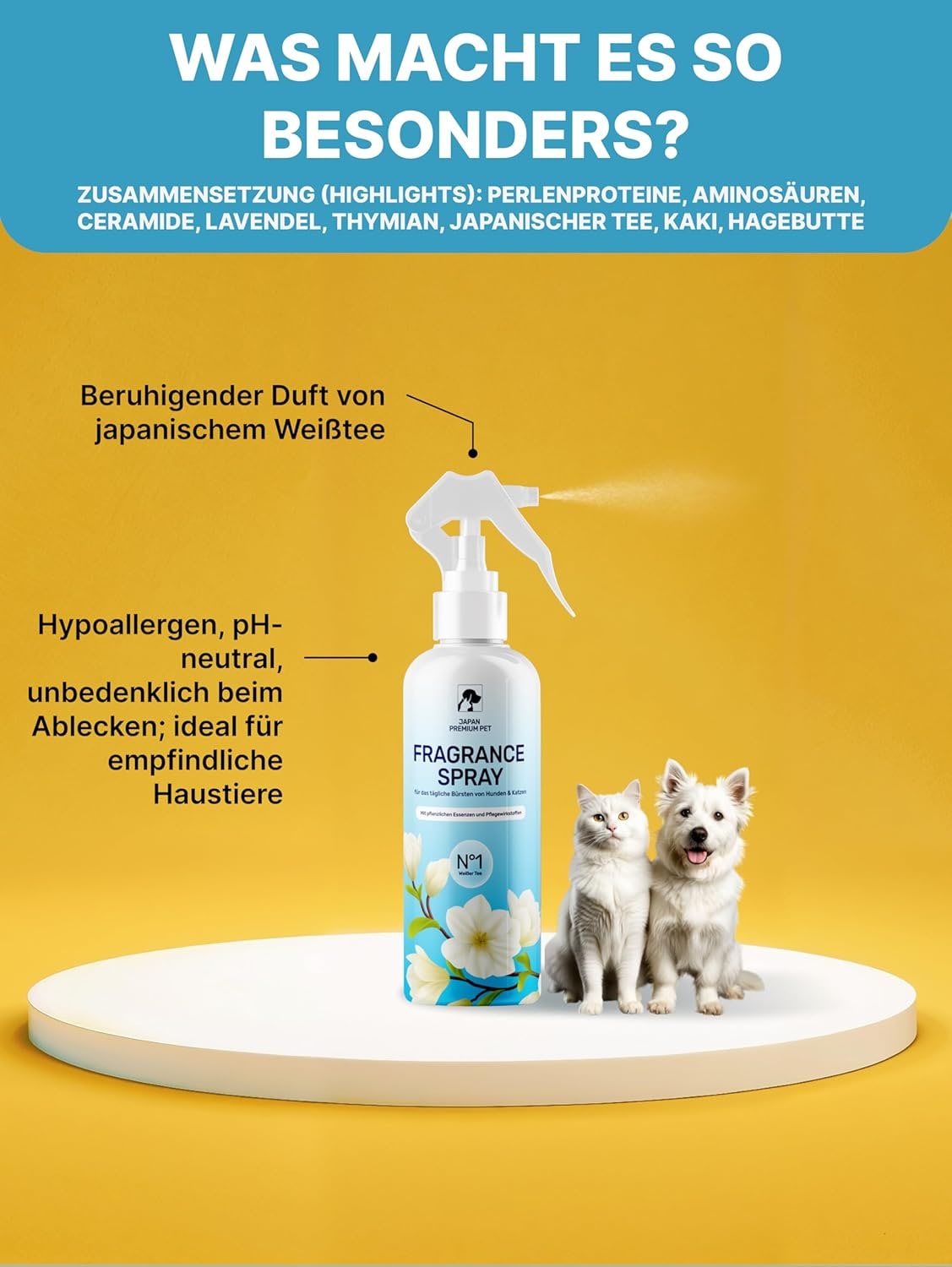 Aroma Spray Balm | Leave-in Care Spray for Cats & Dogs | Detangles Fur & Gives Shine | White Tea Fragrance 200 ml