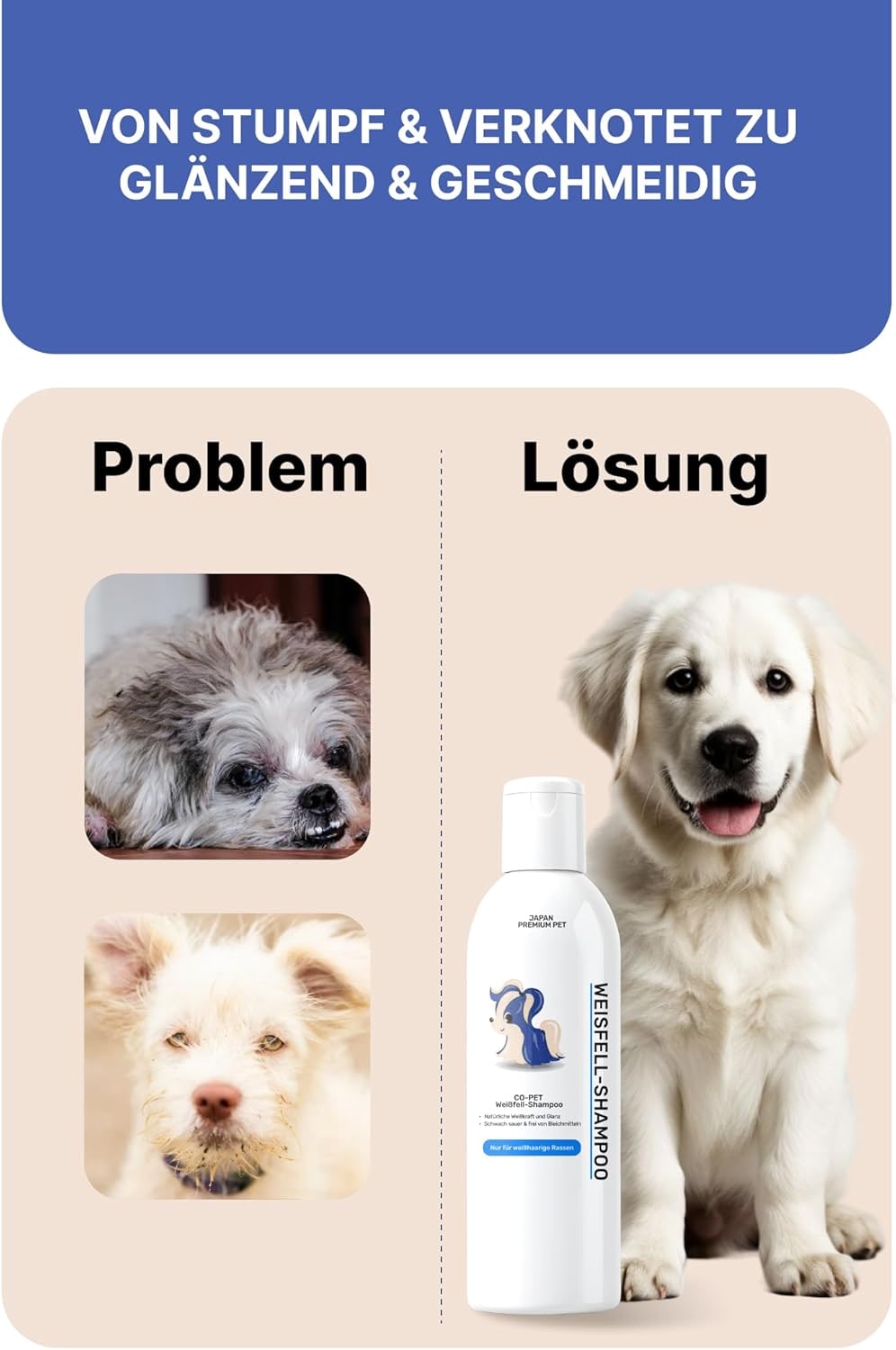 Gentle Whitening Shampoo for White Fur in Cats & Dogs - 300ml - Mild Care for Sensitive Skin