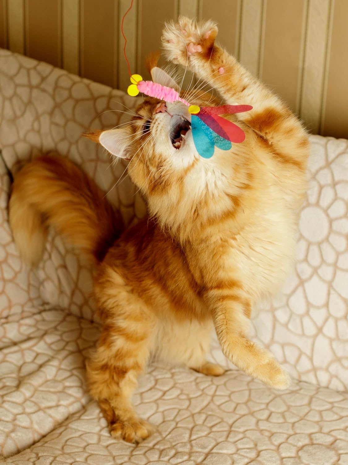 Cat Toy | Interactive Cat Fishing Rod with Mouse | Teaser Angel with Unpredictable Movement | Promotes Hunting Instinct | For Cats