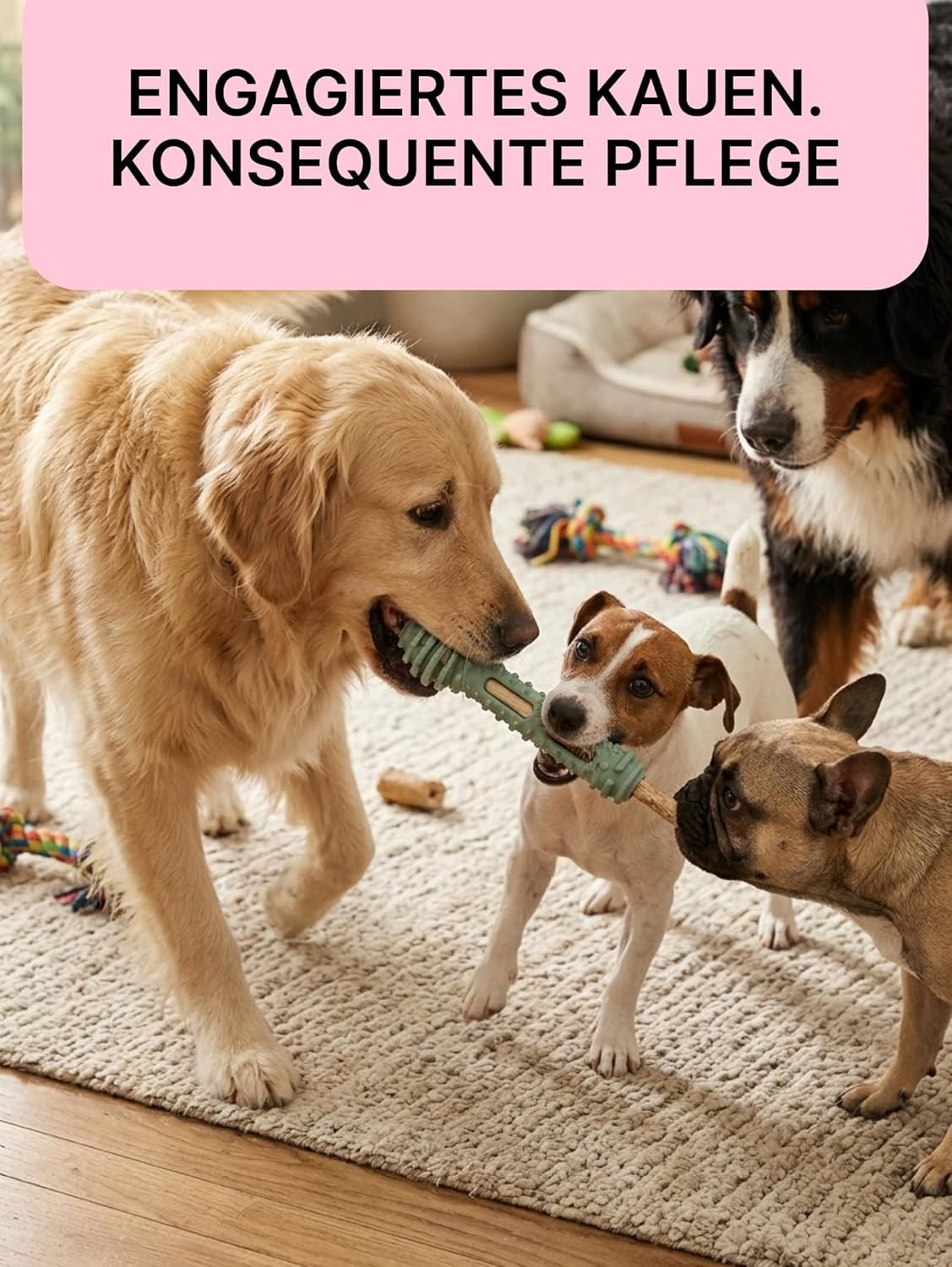 Hundezahnbürsten Spielzeug 2-in-1 – Kauspielzeug zur Zahnreinigung & Zahnfleischmassage – Interaktive Zahnpflege für Hunde – Robust & langlebig für tägliche Dentalpflege