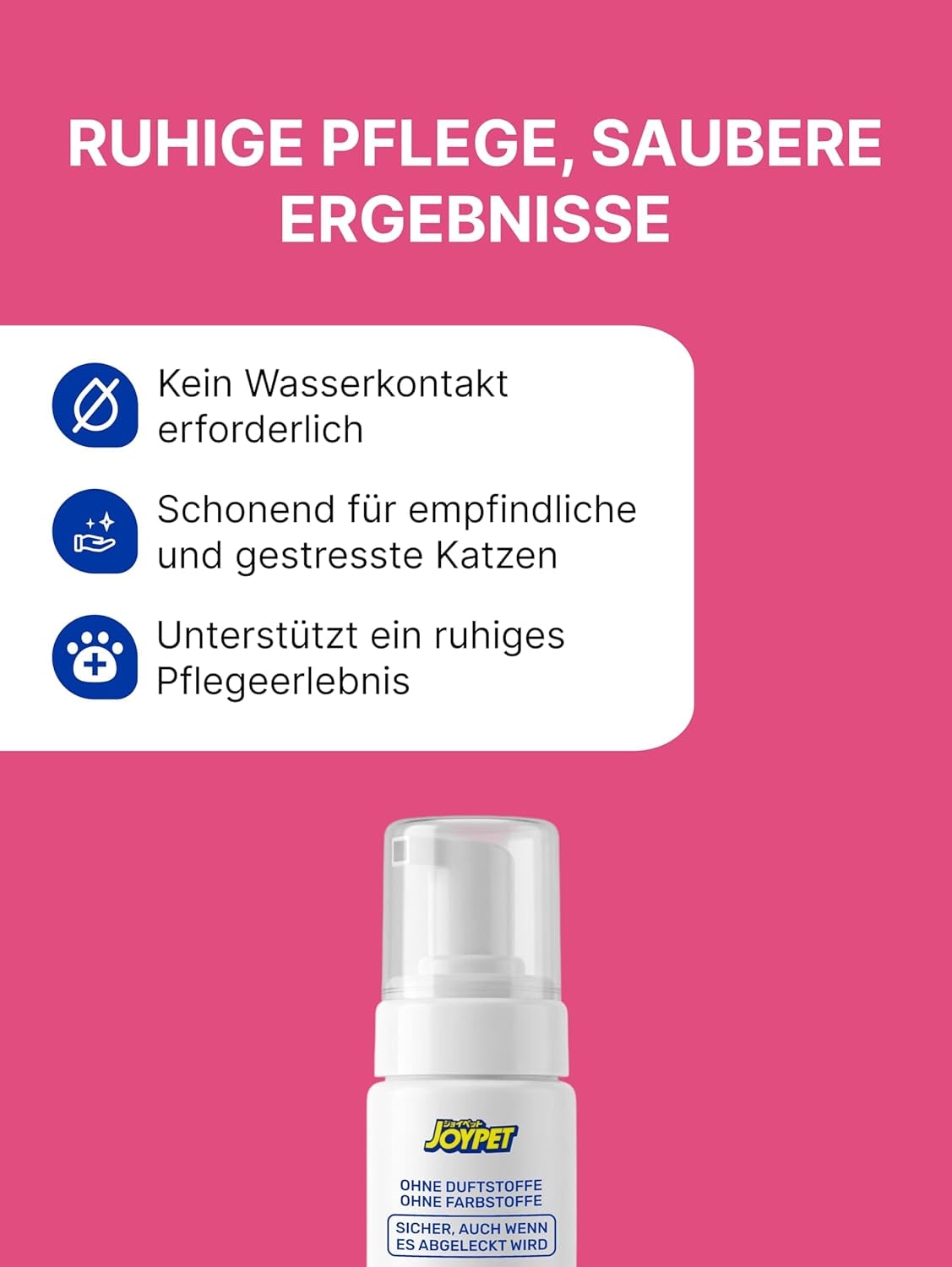 Schaumshampoo für Katzen,Sanfte Reinigung, Kein Abspülen, Für alle Katzen