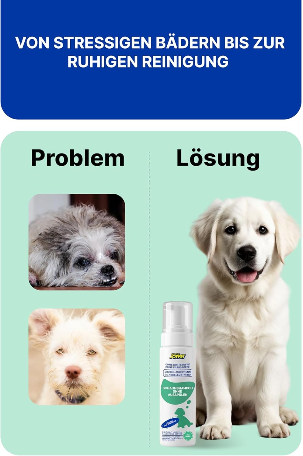 Foam Shampoo for Dogs - Gentle Cleansing, No Rinsing, For All Dogs