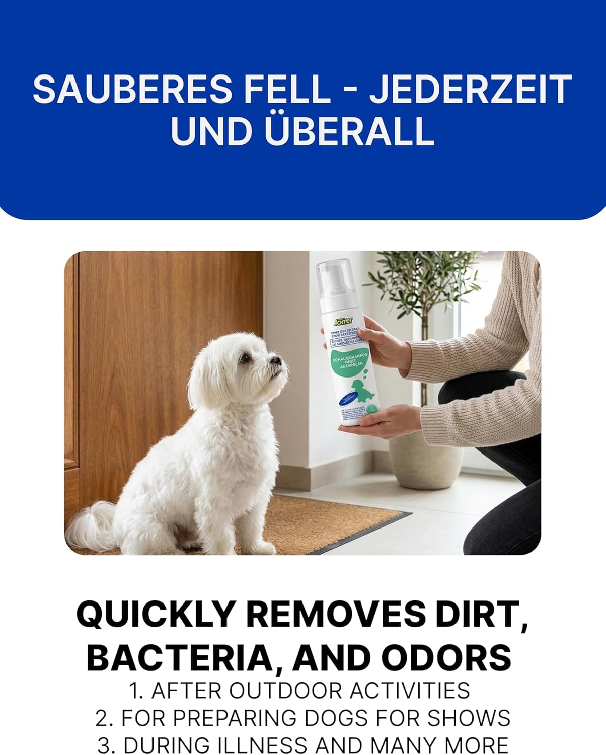 Foam Shampoo for Dogs - Gentle Cleansing, No Rinsing, For All Dogs