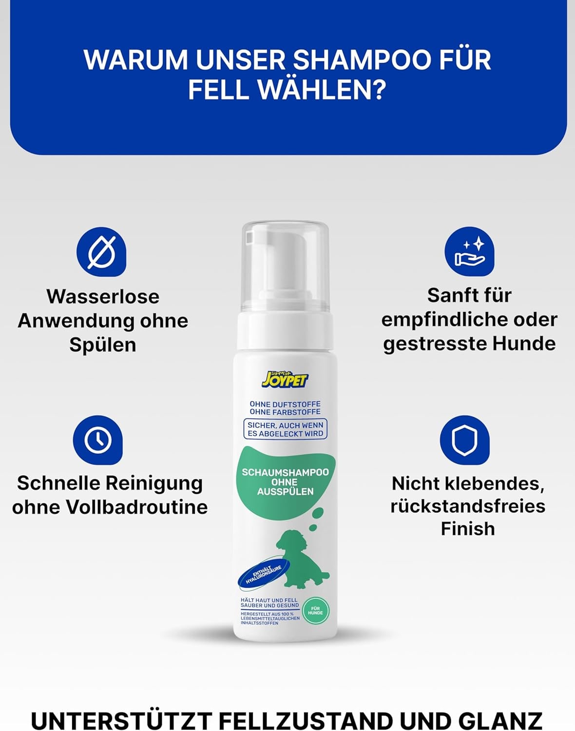 Foam Shampoo for Dogs - Gentle Cleansing, No Rinsing, For All Dogs