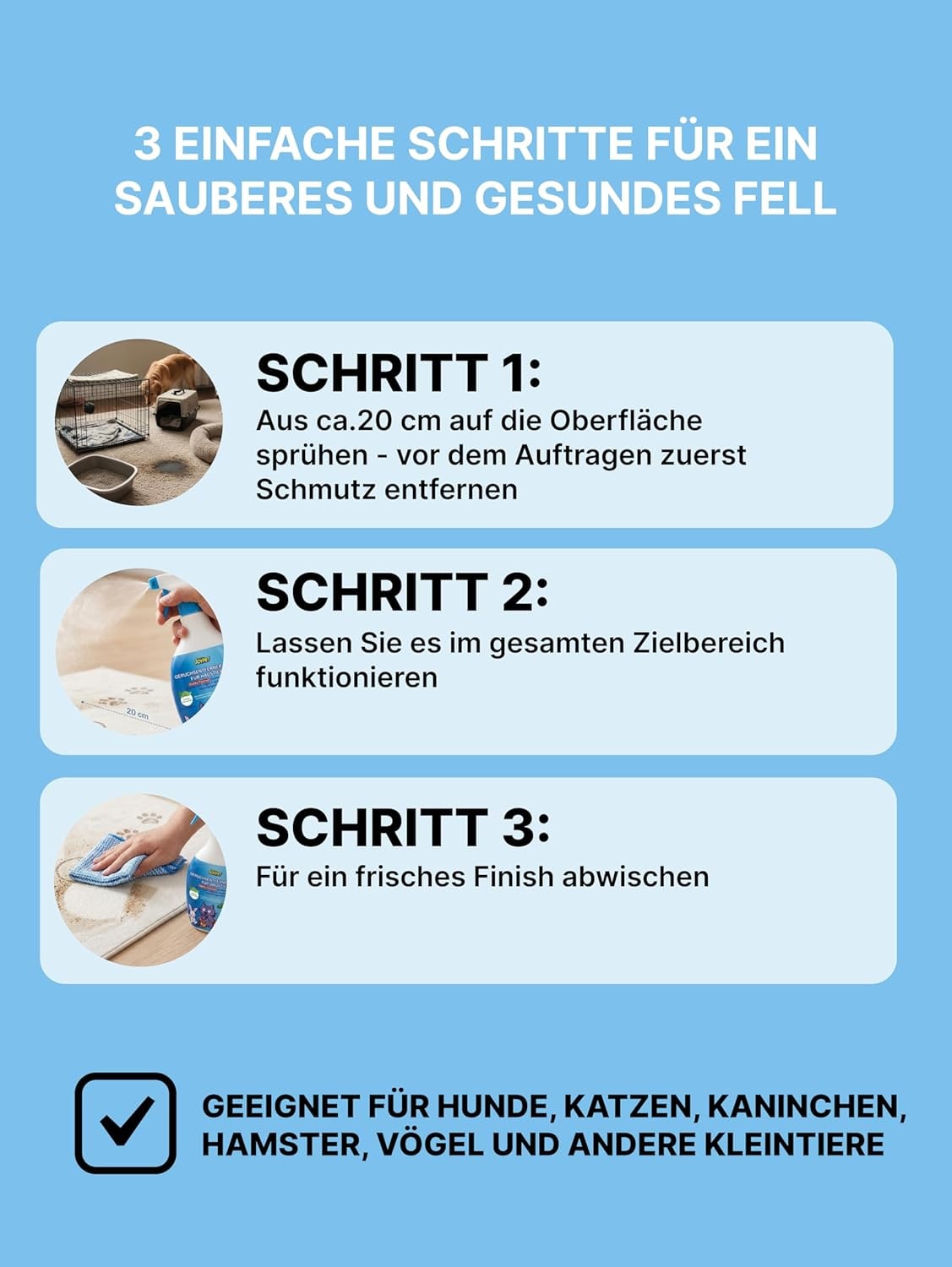 Desodorier- & Desinfektionsspray mit Grüntee-Extrakt | Geruchsentferner für Hunde, Katzen & Kleintiere | Sicher bei Ablecken | 400 ml