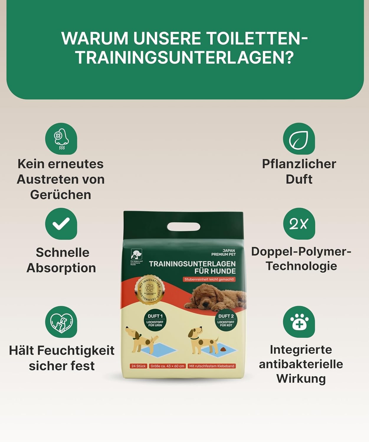 Premium Training Pads for Dogs & Cats - 5-Layer Puppy Pads Deodorising with Citric Acid - Pack of 72, 44 x 32 cm - Absorbent Changing Pads for Pets