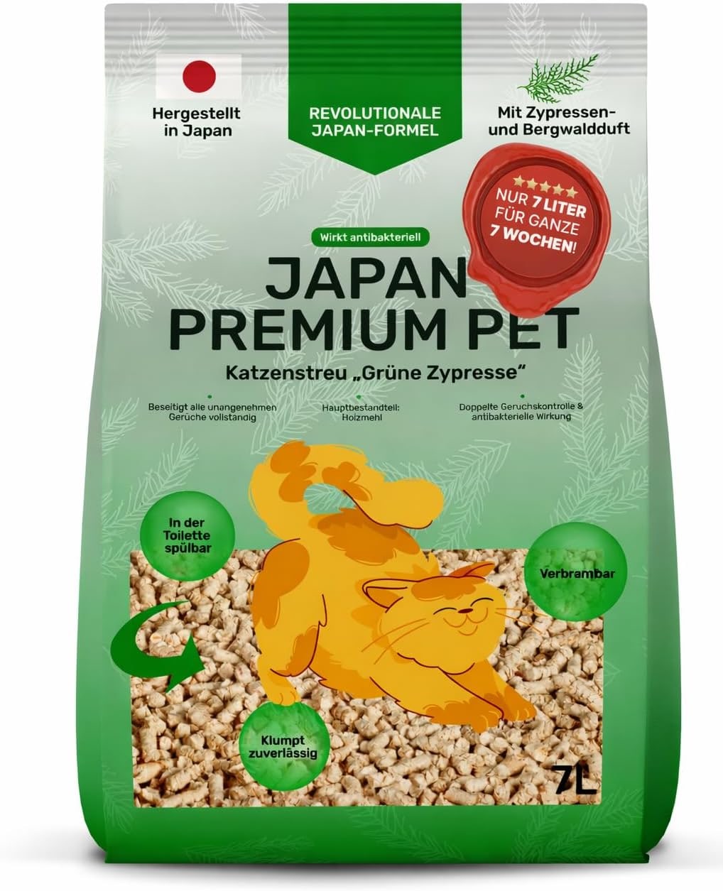 Tofu Cat Litter Clumping Litter with Peach Scent - Vegetable Cat Litter Made of Okara (Soybean Fiber) and Starch, Extra Absorbent, Low Dust, Strong Odour Control, for Cat Litter Tray