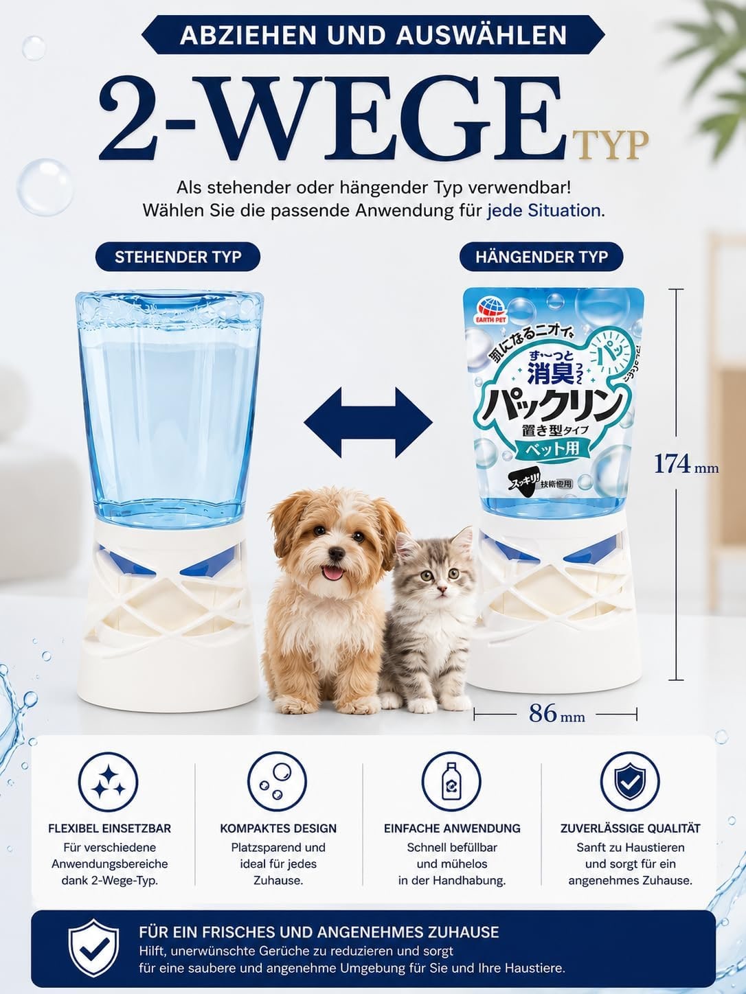 Odour Remover Liquid 400 ml, Aqua Soap Fragrance, Triple Deodorisation for Dogs and Cats, Long-Lasting Freshness, Made in Japan