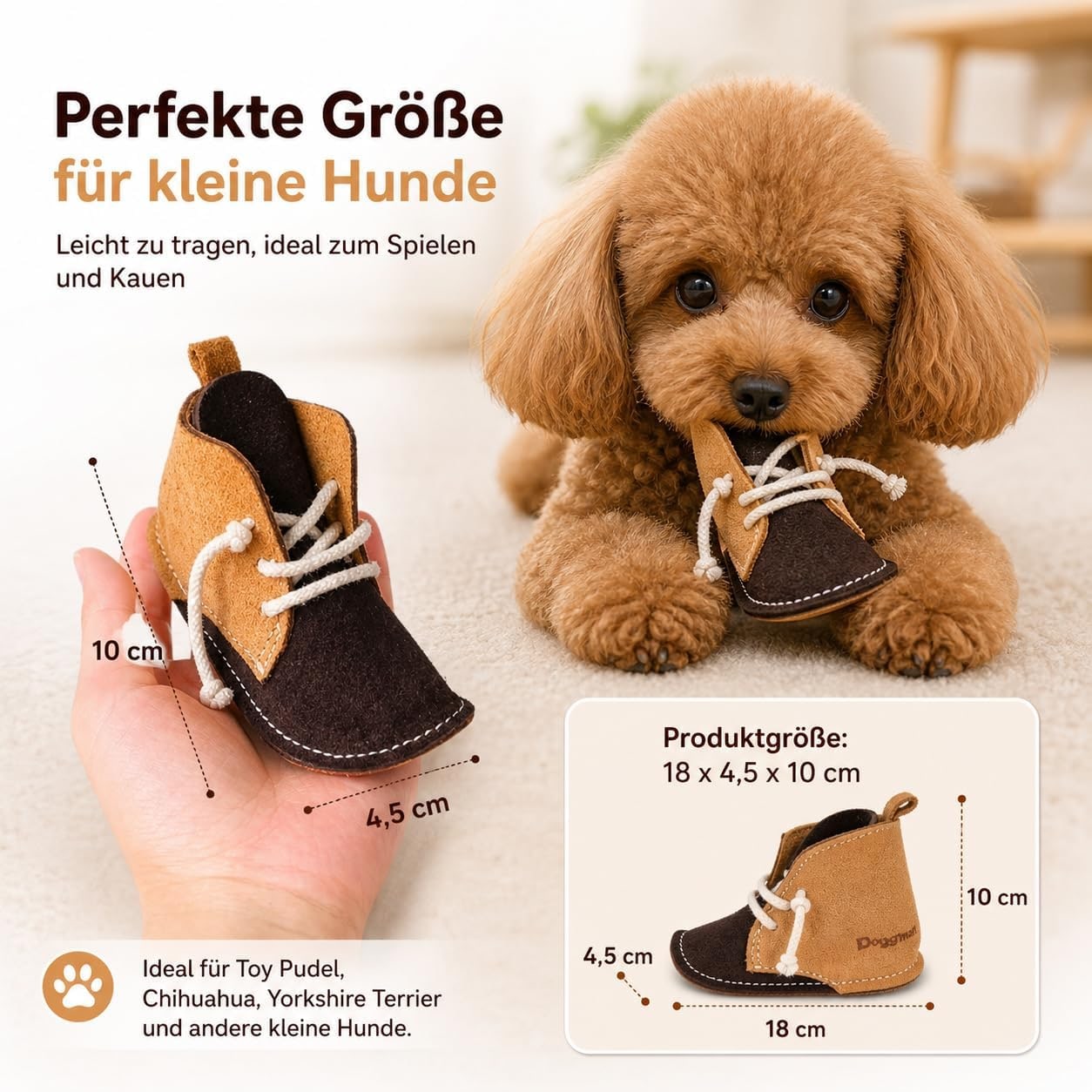 Leather Dog Toy Boots for Small and Mini Dogs Robust & Bite Resistant Dental Care & Gum Massage Chew Toy for Training & Behavior Correction