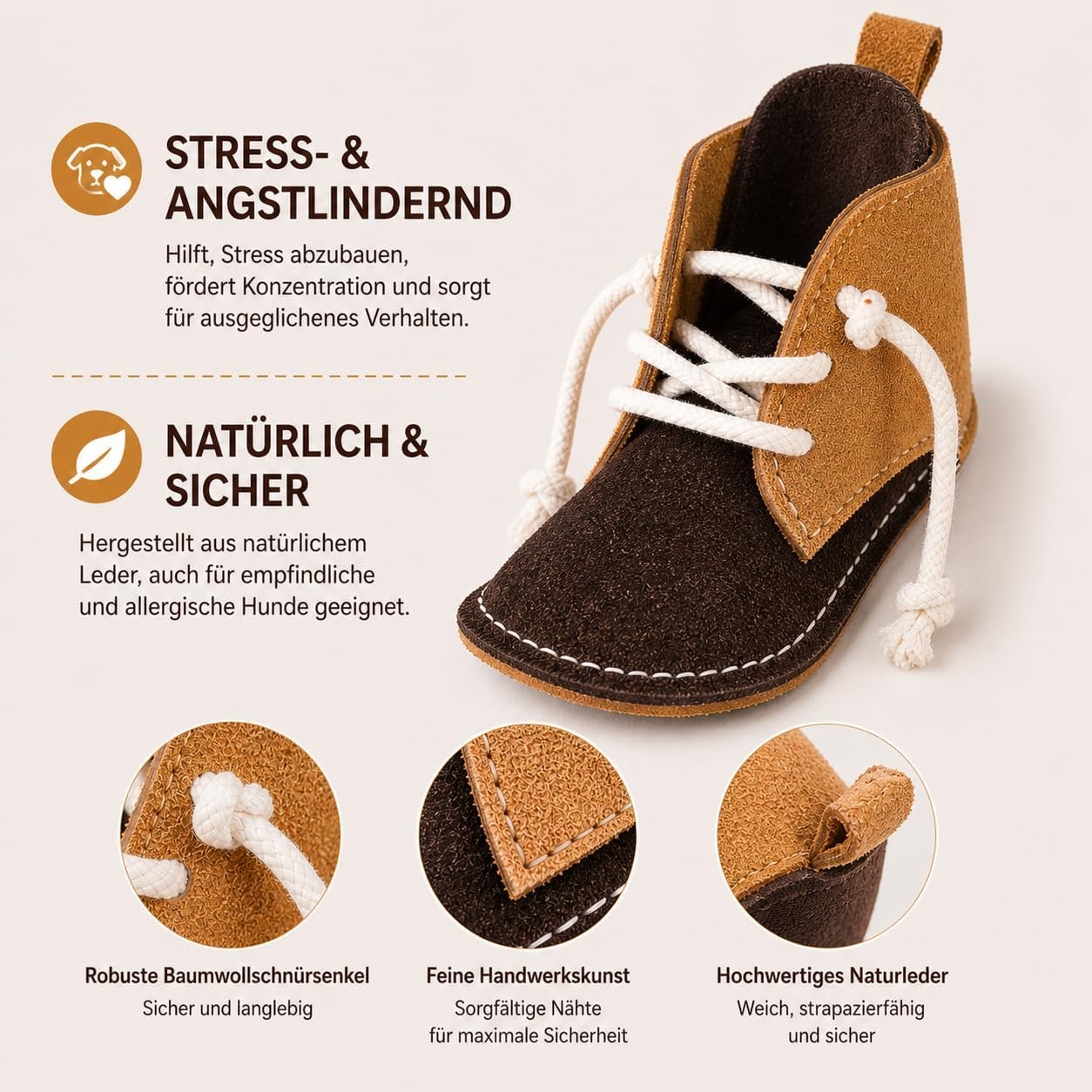 Leather Dog Toy Boots for Small and Mini Dogs Robust & Bite Resistant Dental Care & Gum Massage Chew Toy for Training & Behavior Correction