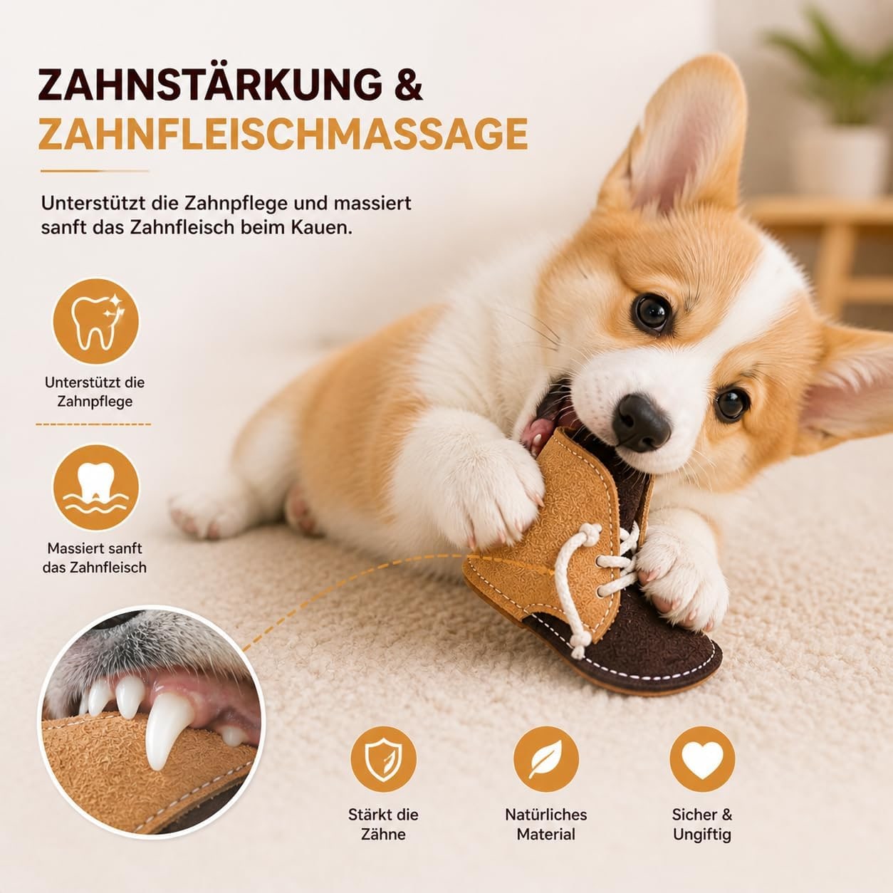 Leather Dog Toy Boots for Small and Mini Dogs Robust & Bite Resistant Dental Care & Gum Massage Chew Toy for Training & Behavior Correction