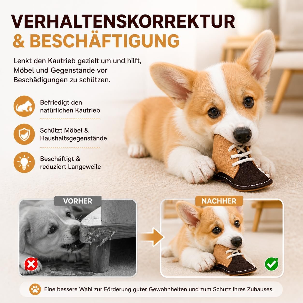 Leather Dog Toy Boots for Small and Mini Dogs Robust & Bite Resistant Dental Care & Gum Massage Chew Toy for Training & Behavior Correction