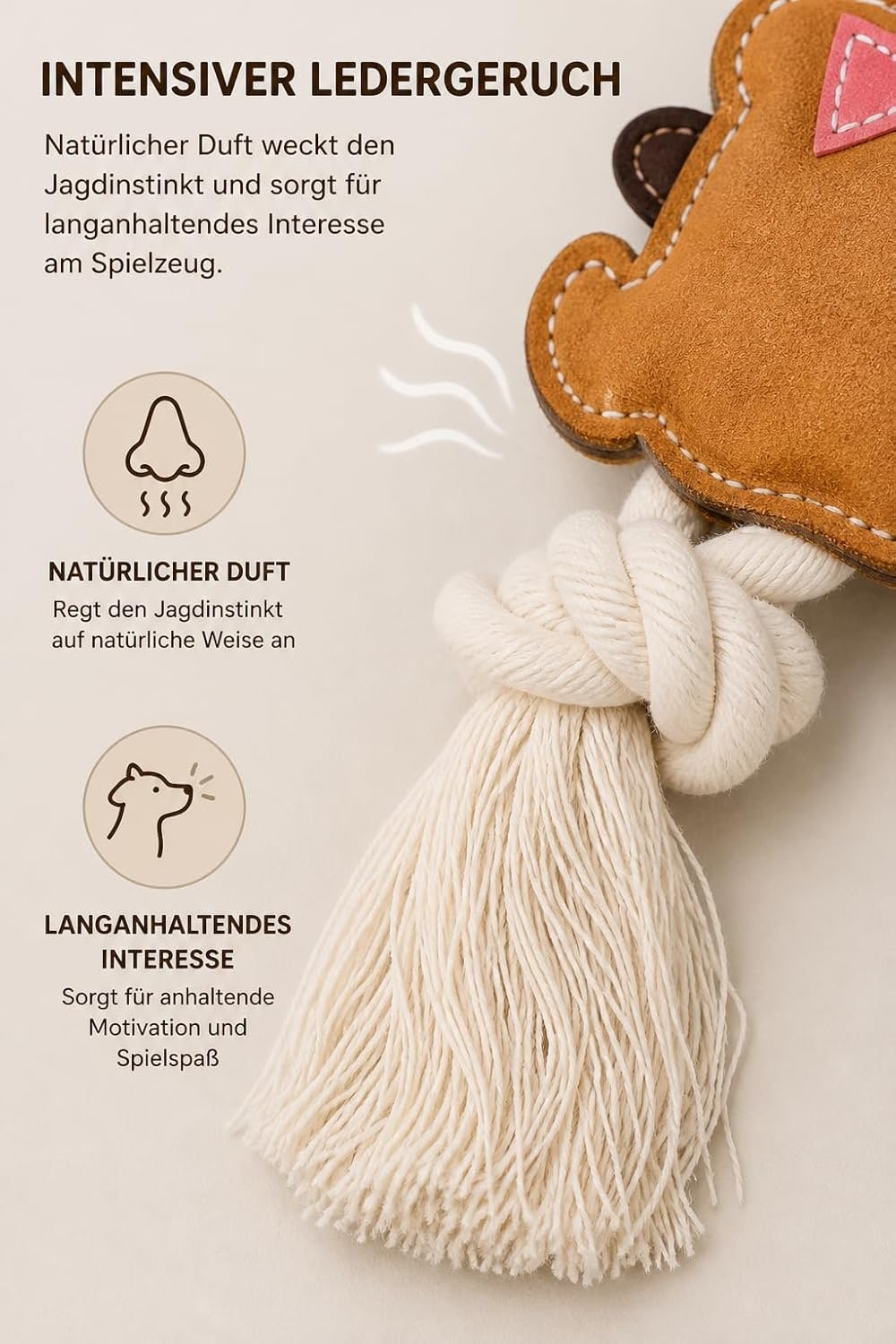 Leather Dog Toy Rabbit, For Small & Mini Dogs, Bite Resistant & Durable, Dental Care & Gum Massage, Chew Toy for Training & Behavior Correction