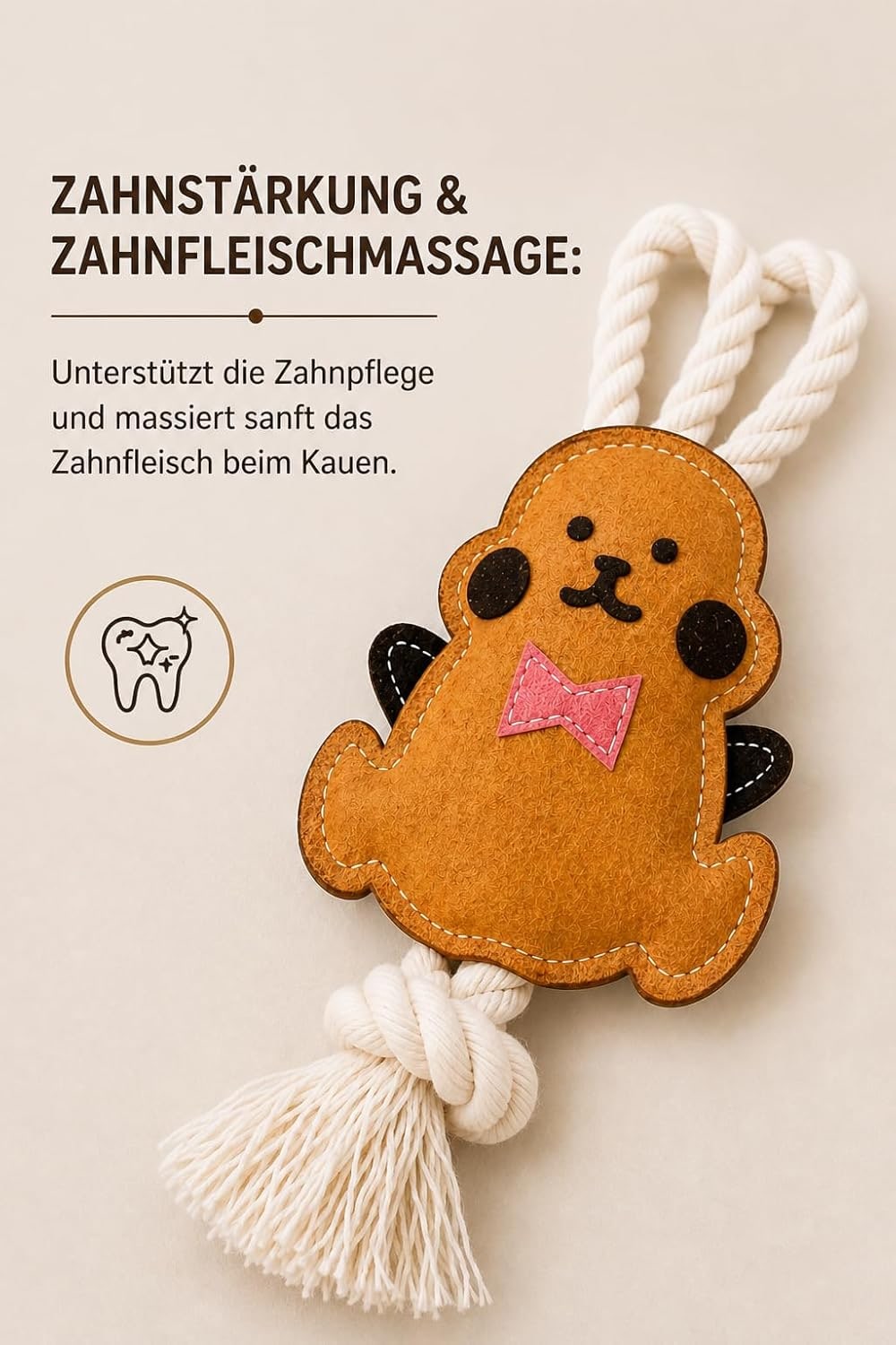 Leather Dog Toy Rabbit, For Small & Mini Dogs, Bite Resistant & Durable, Dental Care & Gum Massage, Chew Toy for Training & Behavior Correction