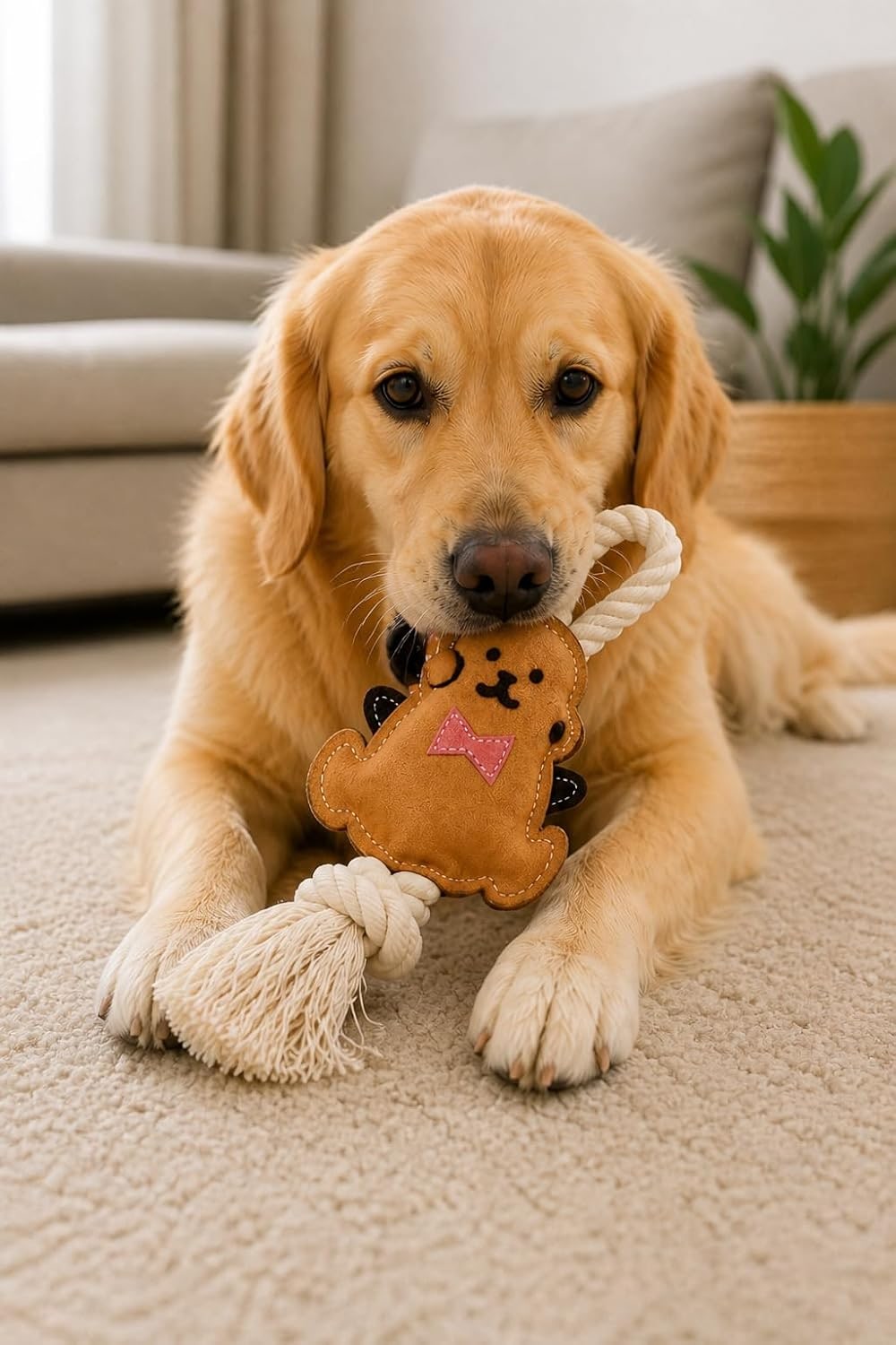 Leather Dog Toy Rabbit, For Small & Mini Dogs, Bite Resistant & Durable, Dental Care & Gum Massage, Chew Toy for Training & Behavior Correction