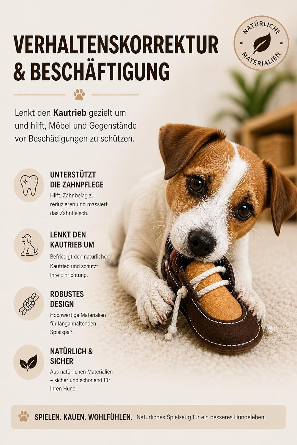 Leather Dog Toy Shoe for Small & Mini Dogs Bite Resistant & Durable Dental Care & Gum Massage Chew Toy for Training & Behavior Correction