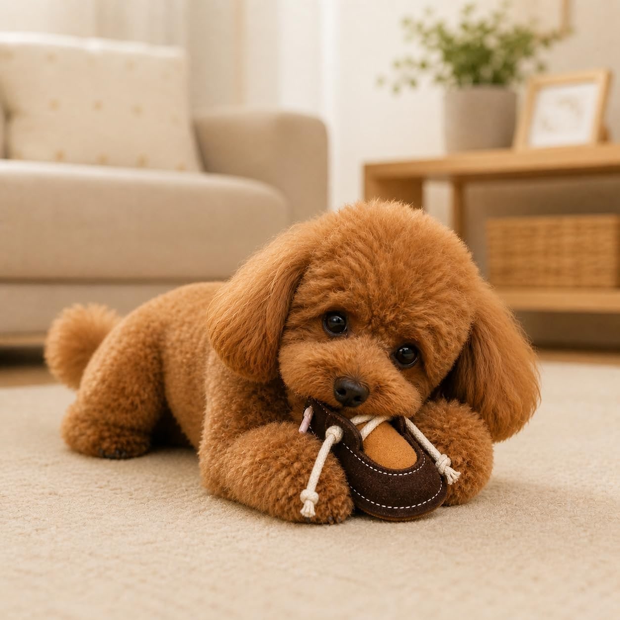 Leather Dog Toy Shoe for Small & Mini Dogs Bite Resistant & Durable Dental Care & Gum Massage Chew Toy for Training & Behavior Correction