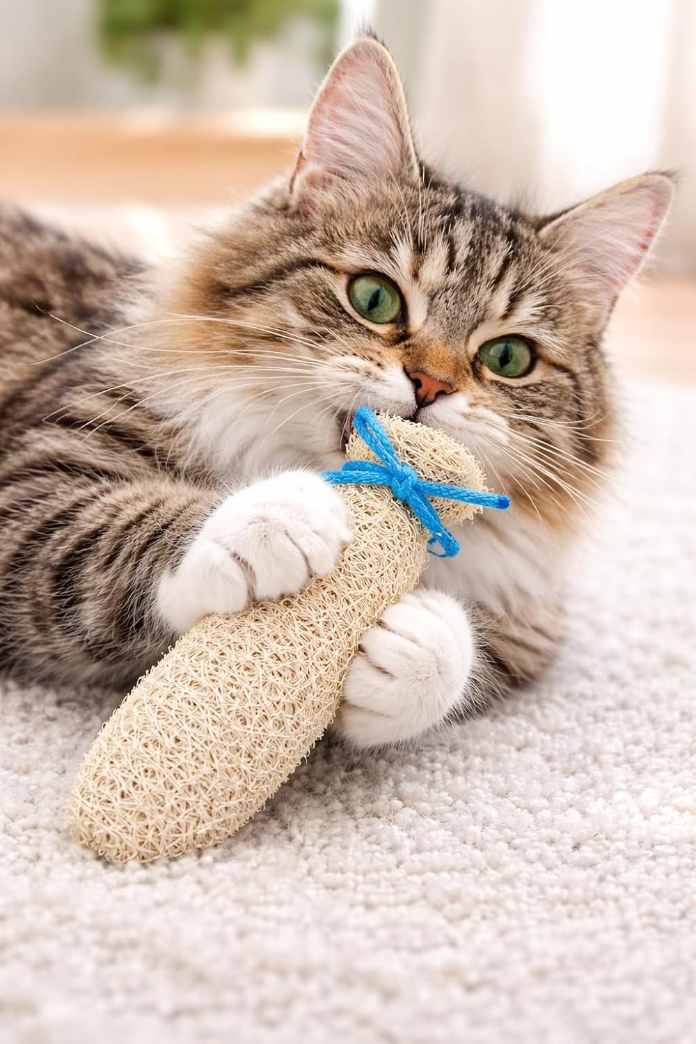 Jouet pour chat en forme de poisson avec Matatabi et luffa, jouet anti-mastication naturel pour chats et chatons, anti-stress, interactif, coton