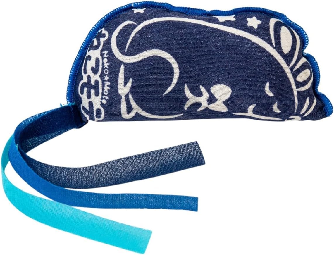 Matatabi Cat Toy Cushion with Crinkle Effect & Ribbons - Interactive Cat Cushion with Silvervine Cat Toy for Biting & Kicking, Stress Relief, 14 × 6.5 cm